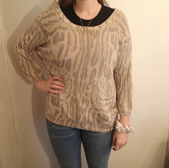 Faded leopard print knit sweater - Picture 1 of 4